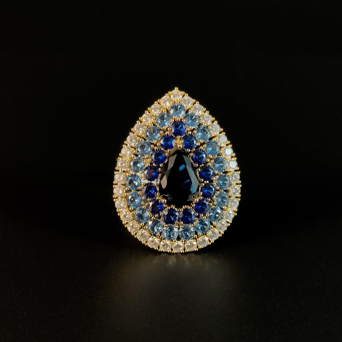 Blue Teardrop Brooch