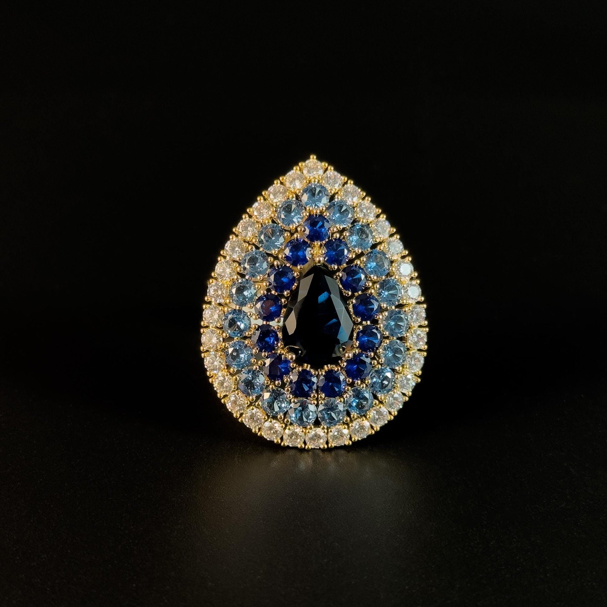 Blue Teardrop Brooch