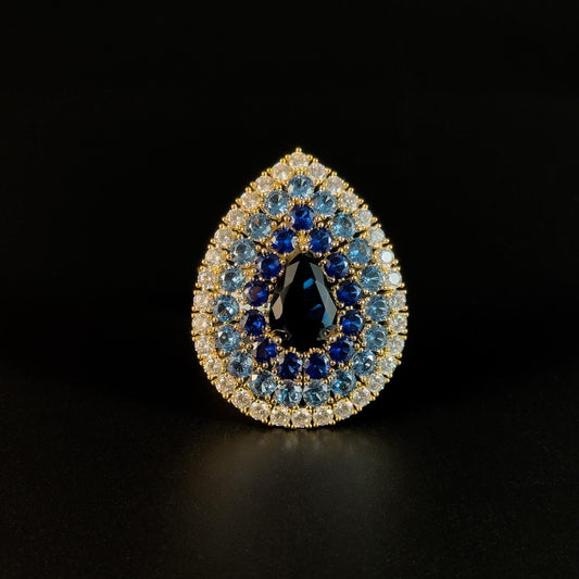 Blue Teardrop Brooch