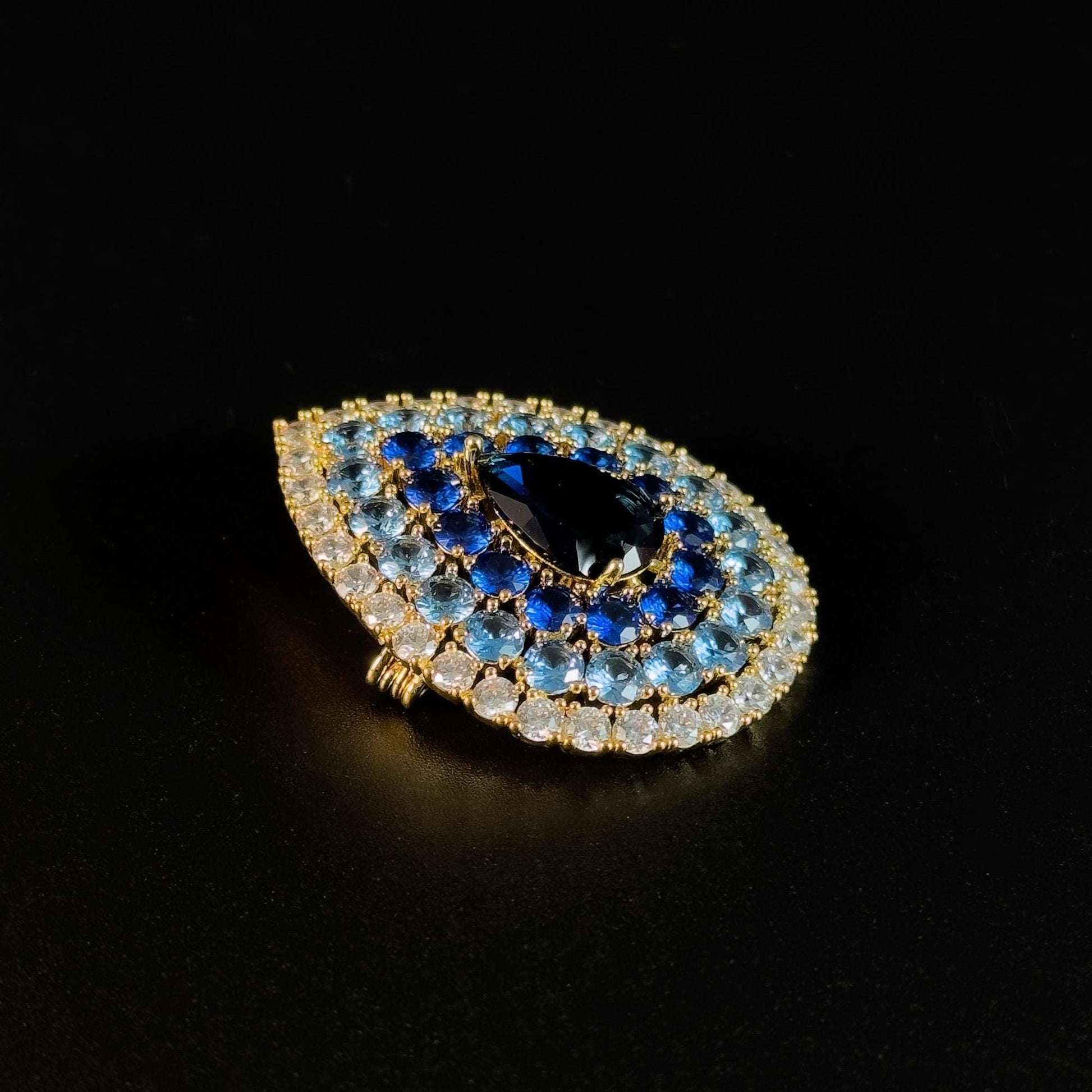 Blue Teardrop Brooch