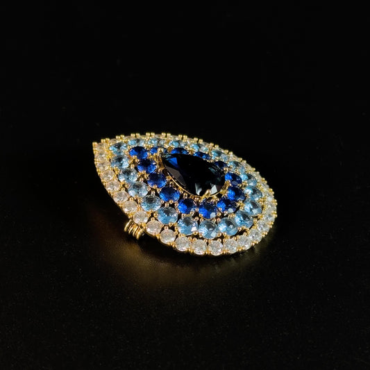 Blue Teardrop Brooch