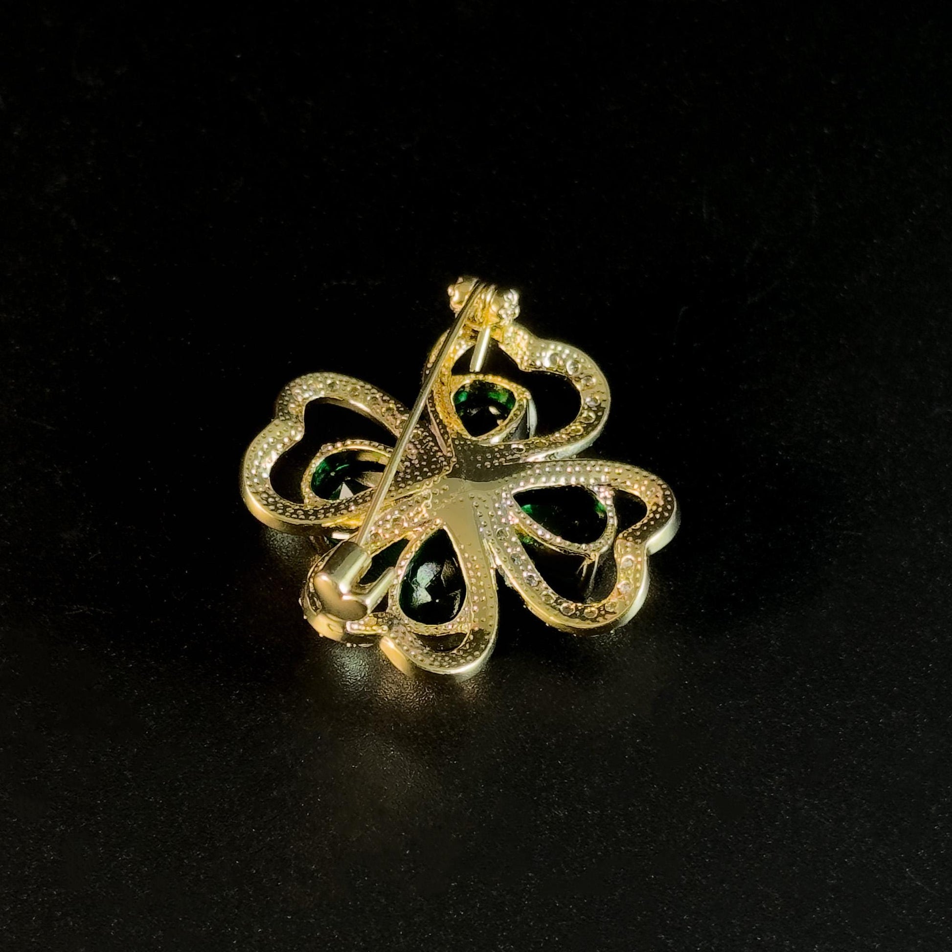 Green Four-Leaf Clover Brooch