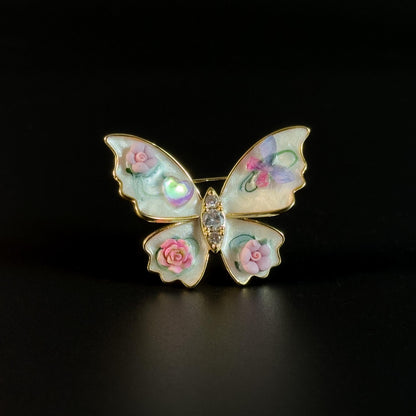 French-Style Floral and Butterfly Brooch
