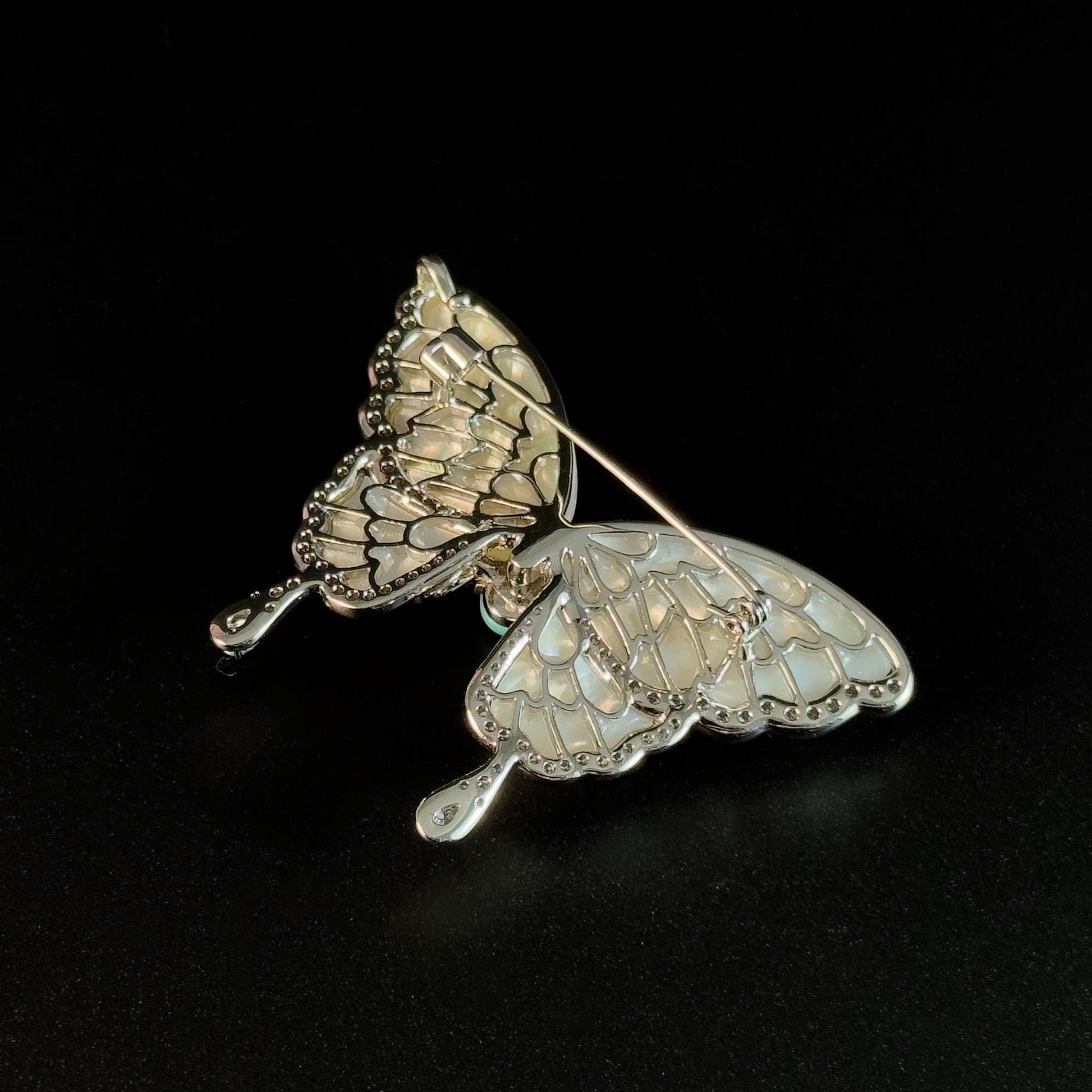 Turquoise and Mother-of-Pearl Butterfly Brooch