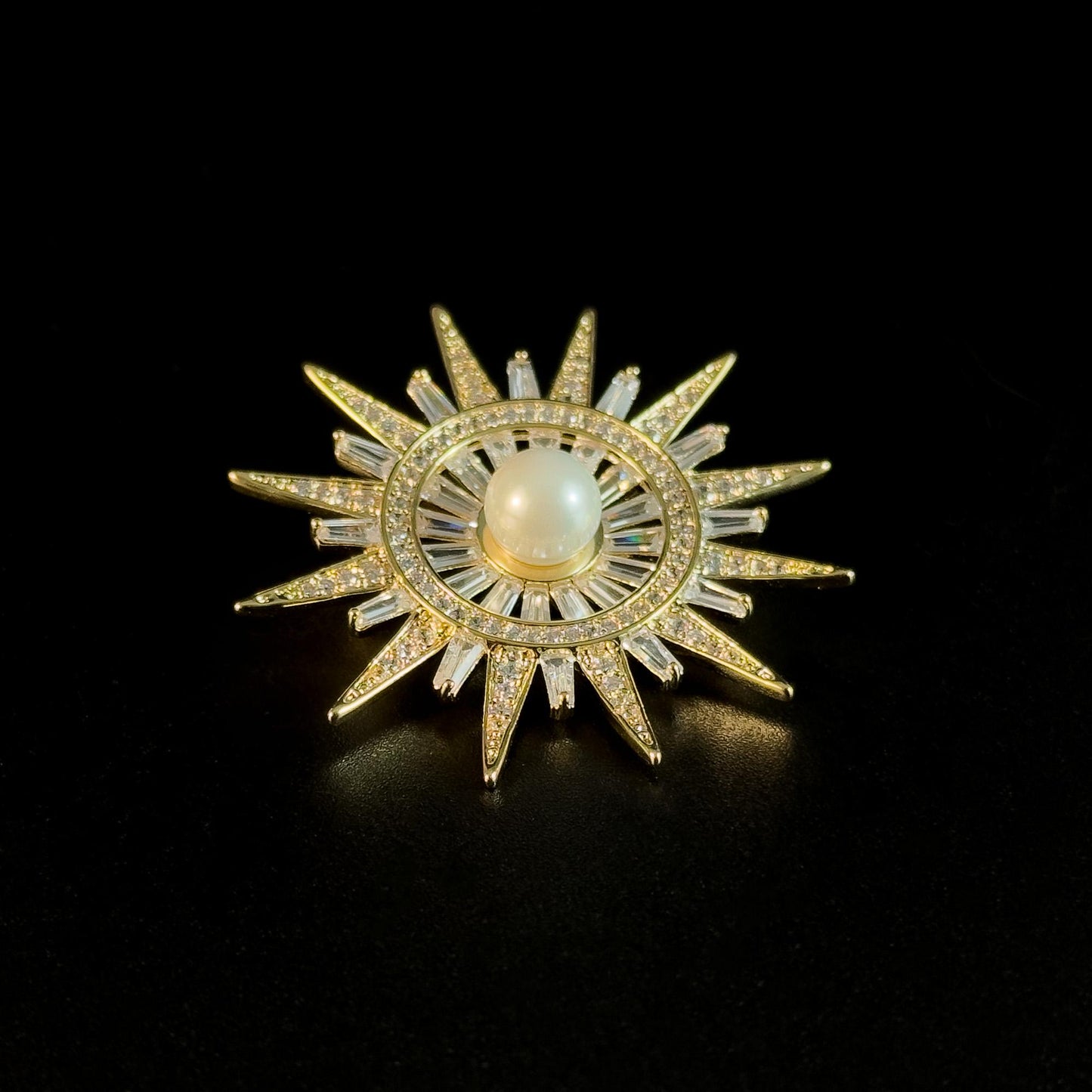 Gold Sun-Shaped Brooch
