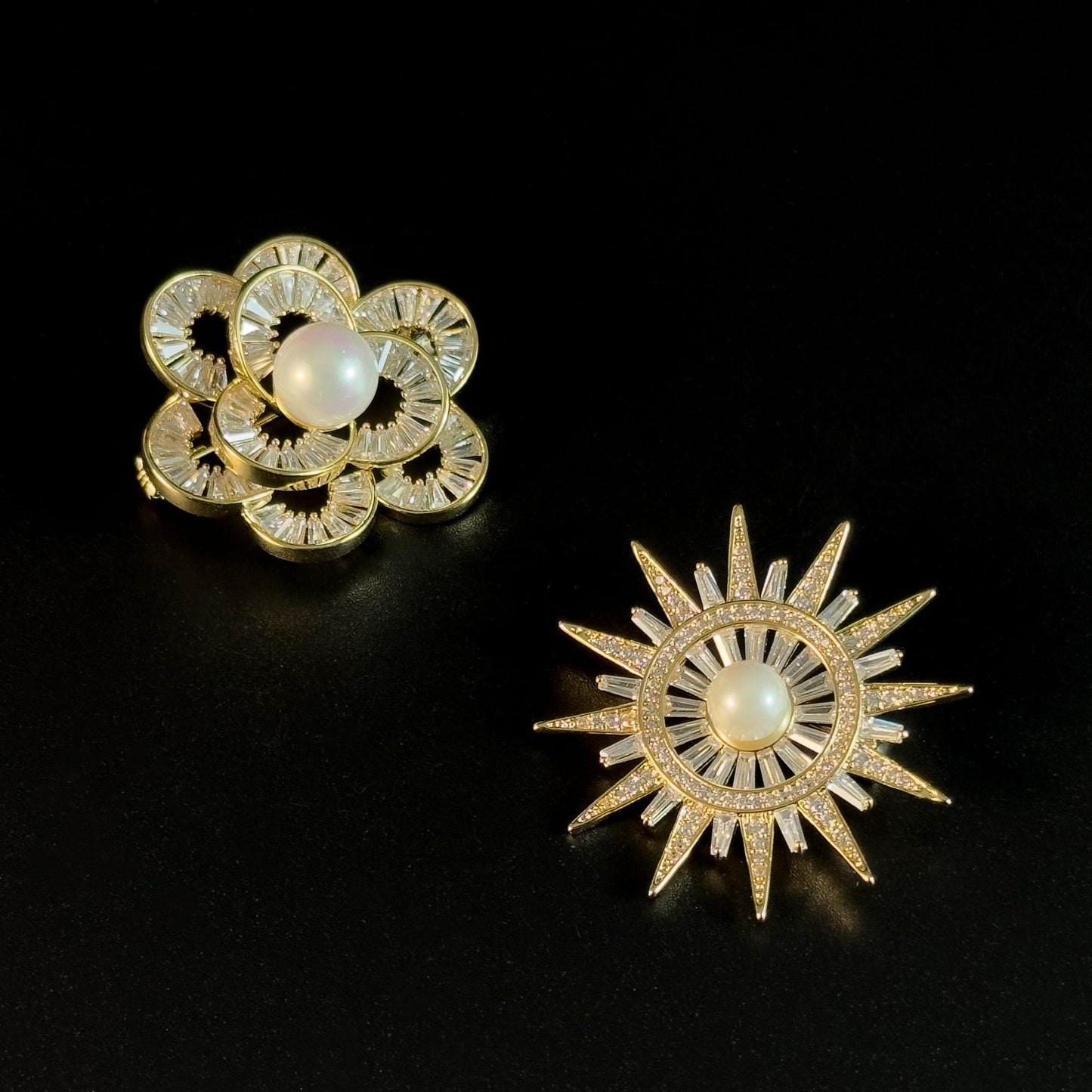 Gold Sun-Shaped Brooch