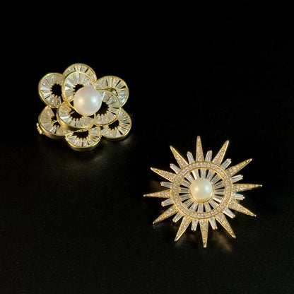 Gold Sun-Shaped Brooch