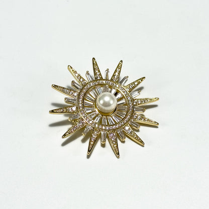 Gold Sun-Shaped Brooch