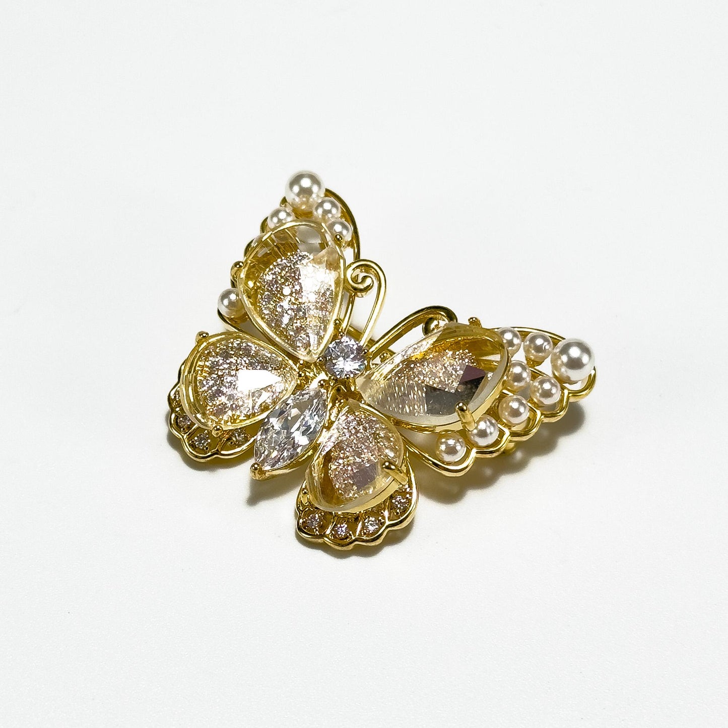 Butterfly-Shaped Pearl Brooch