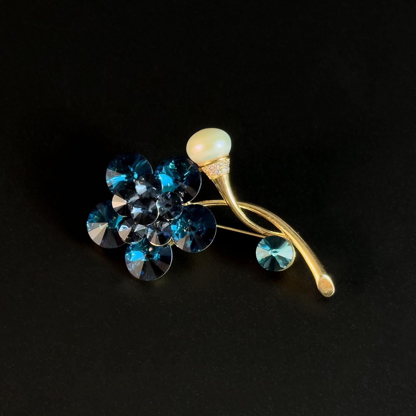 Blue Crystal Bouquet Brooch