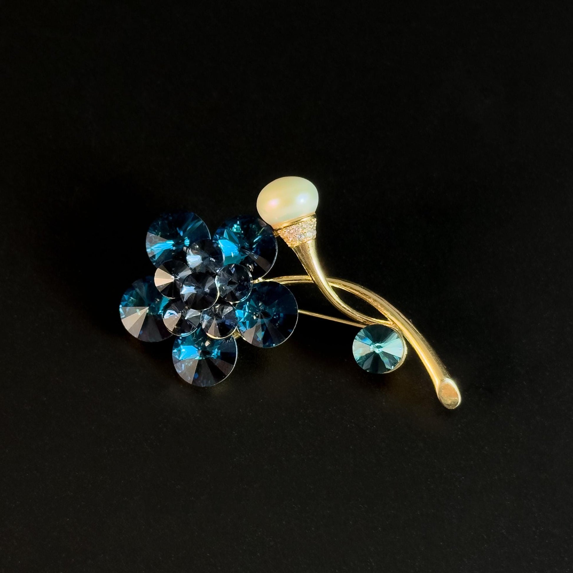 Blue Crystal Bouquet Brooch