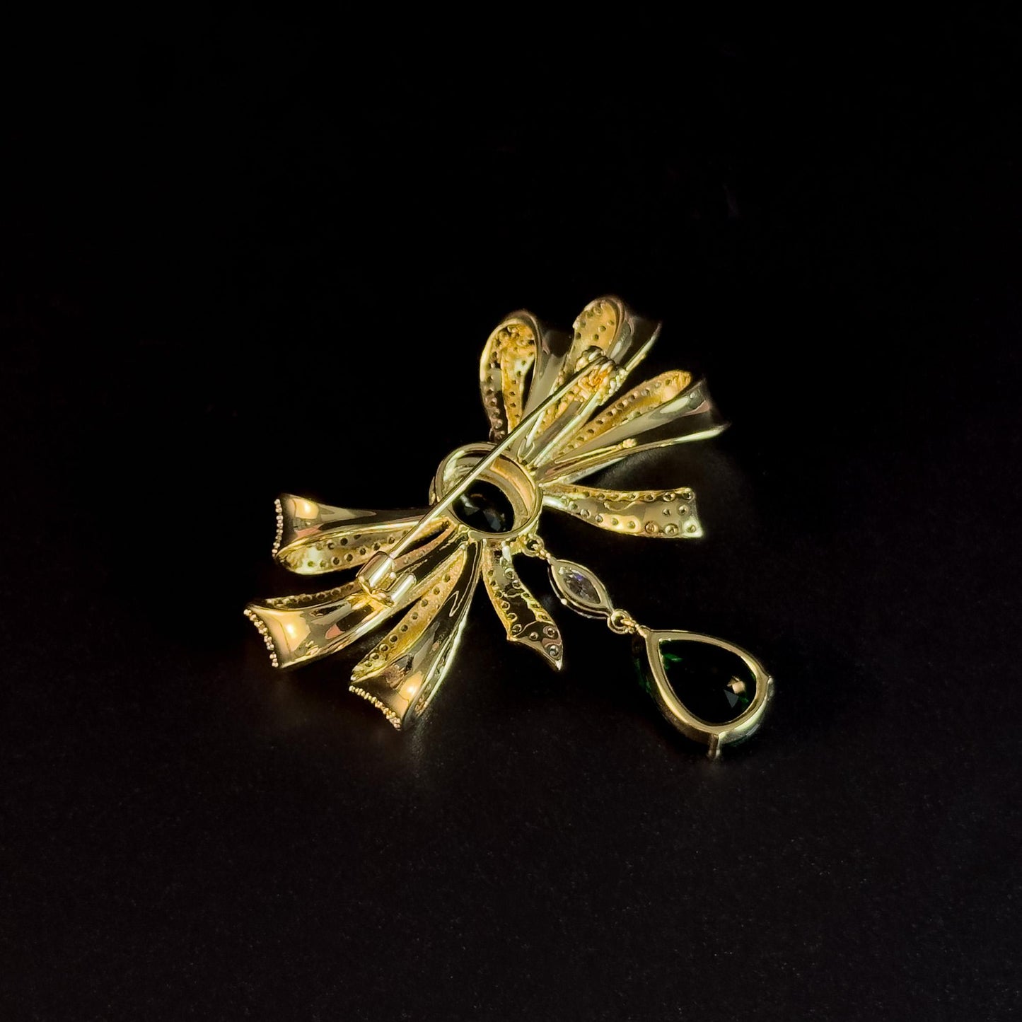 Gold Bow Pearl Pendant Brooch