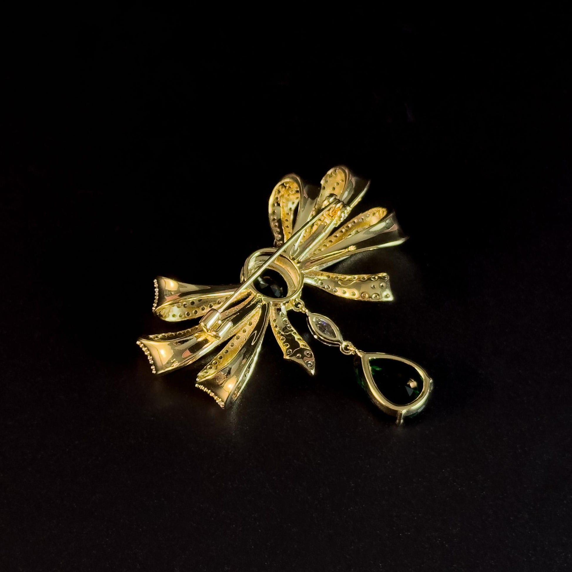 Gold Bow Pearl Pendant Brooch