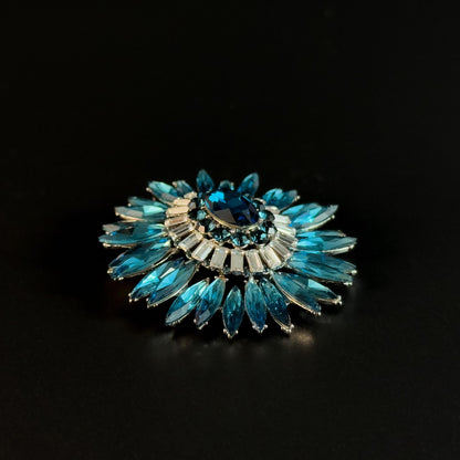 Blue Zircon Flower Brooch