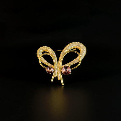 Gold Irregular Bow Brooch