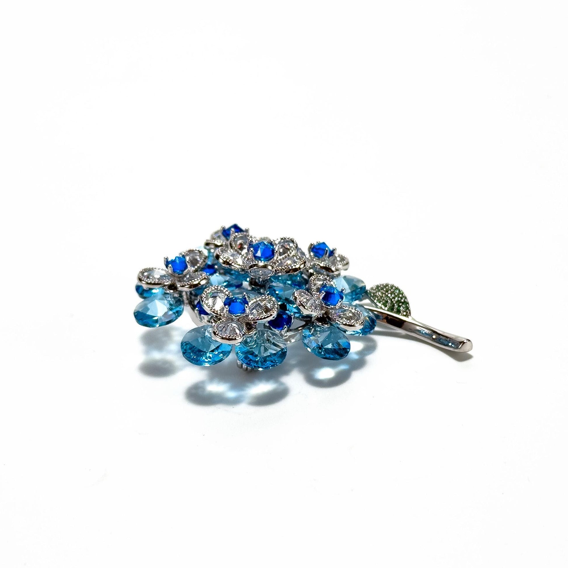 Blue Crystal Bouquet Brooch
