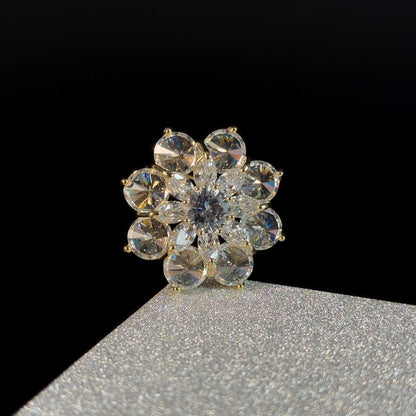 White Crystal Flower Brooch