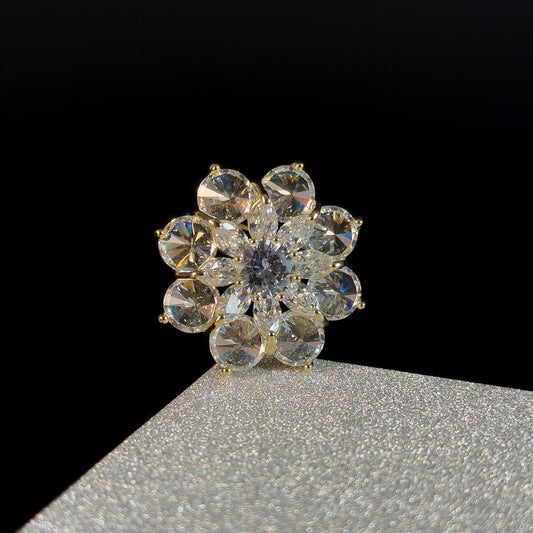 White Crystal Flower Brooch