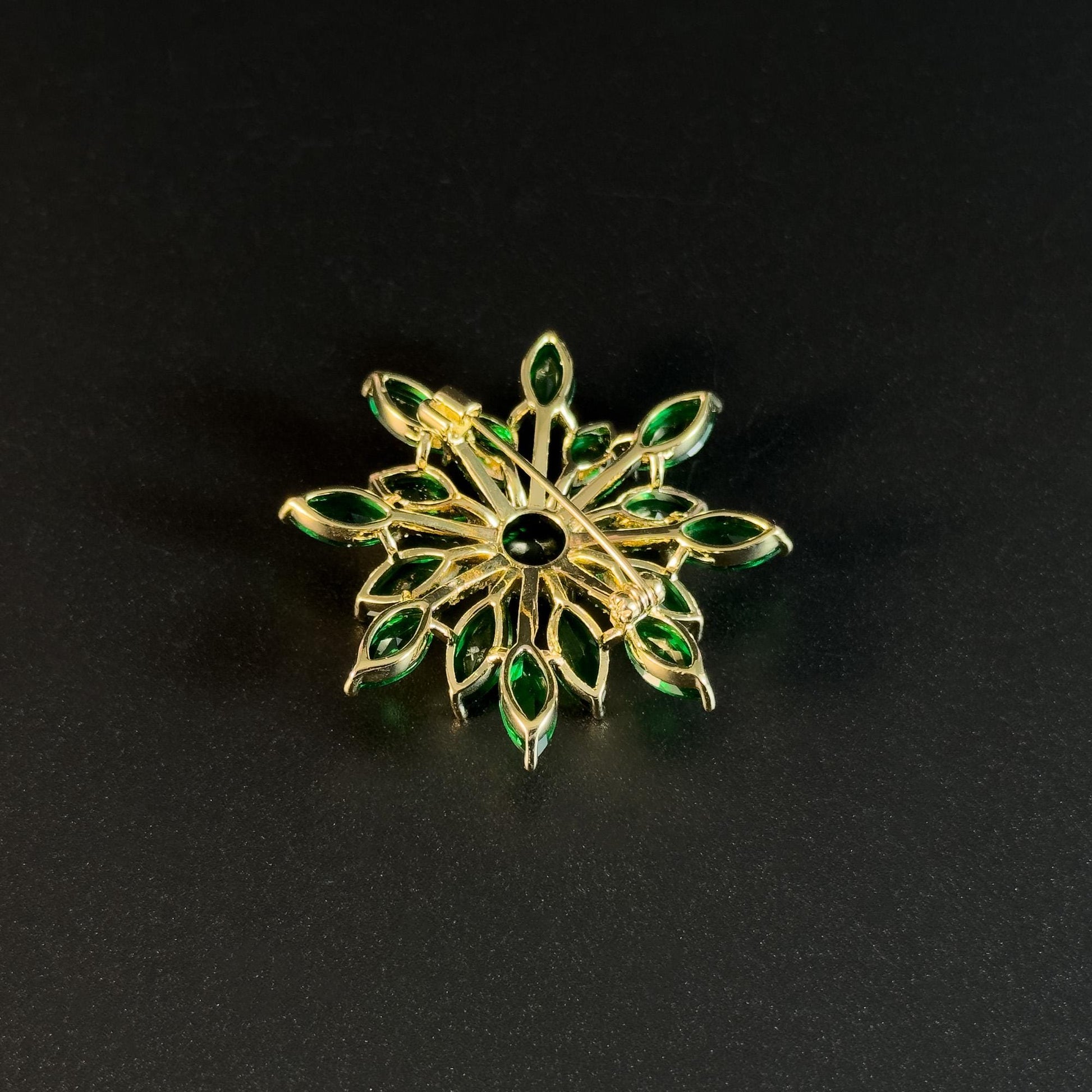 Emerald Zircon Flower Brooch