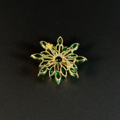 Emerald Zircon Flower Brooch