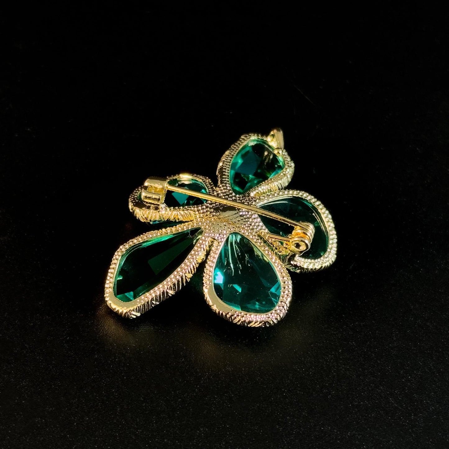 Pink Flower Stamen and Green Petals Brooch