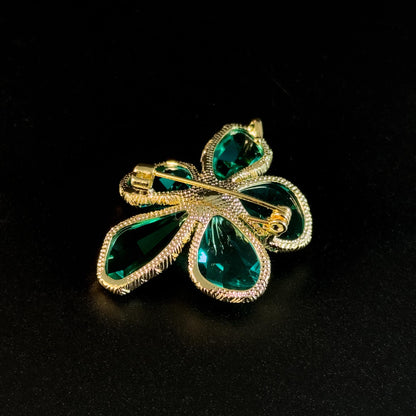 Pink Flower Stamen and Green Petals Brooch