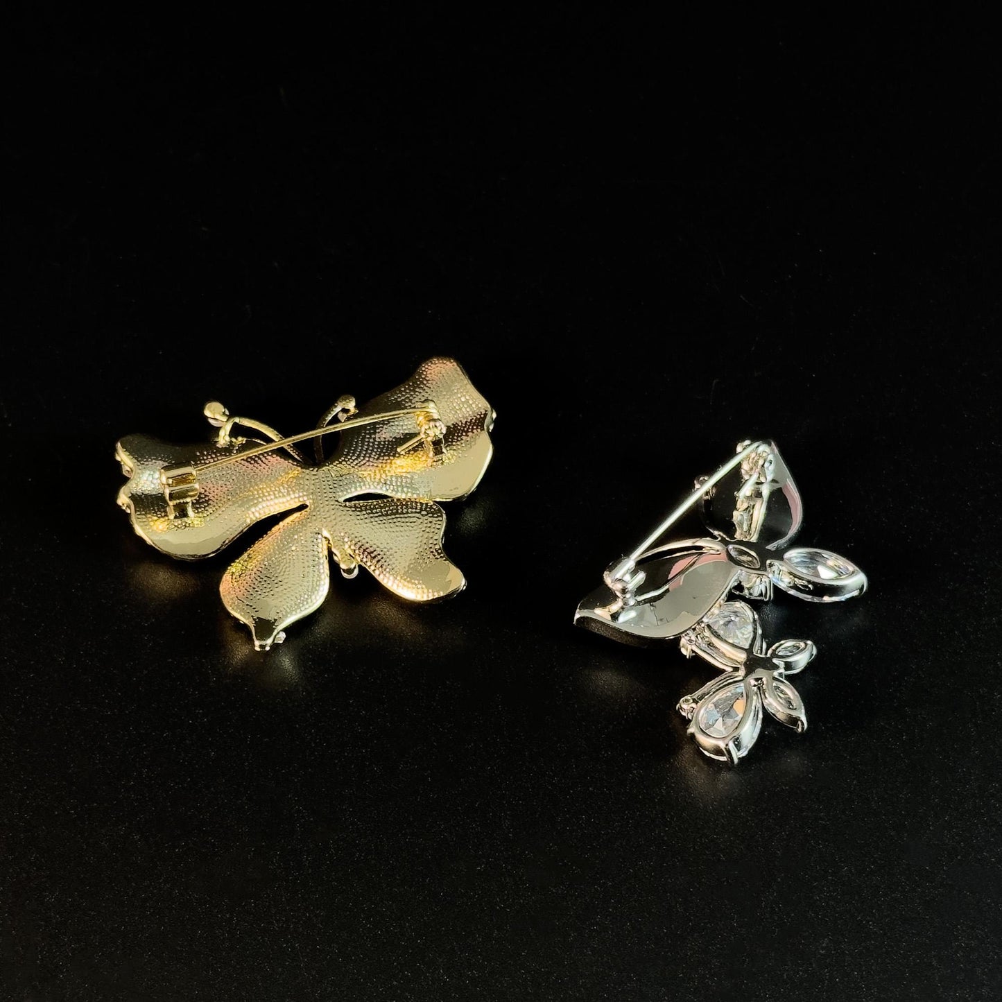 Gradient Black Diamond Butterfly Brooch
