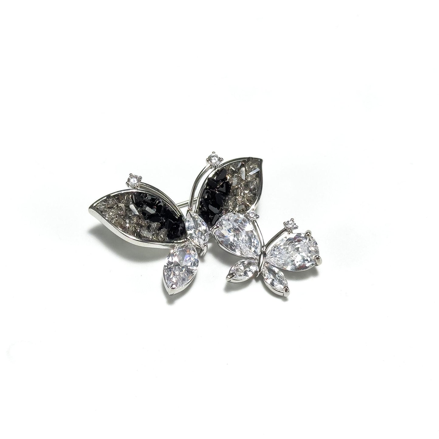 Gradient Black Diamond Butterfly Brooch