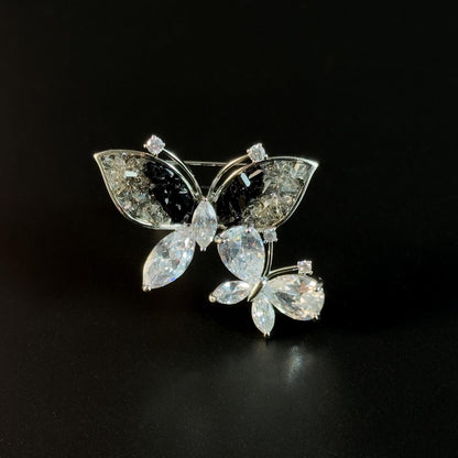 Gradient Black Diamond Butterfly Brooch