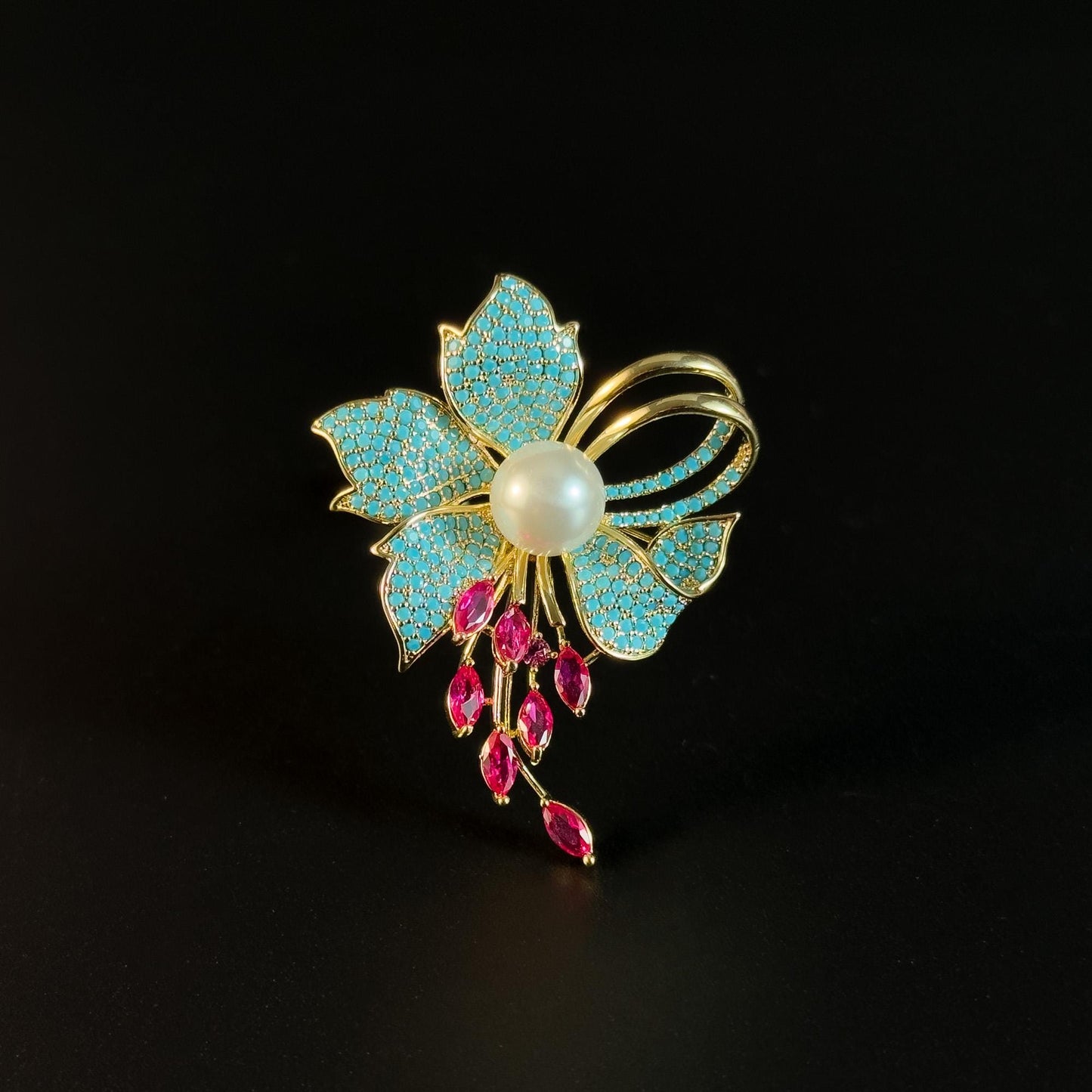 Blue Star Flower Brooch