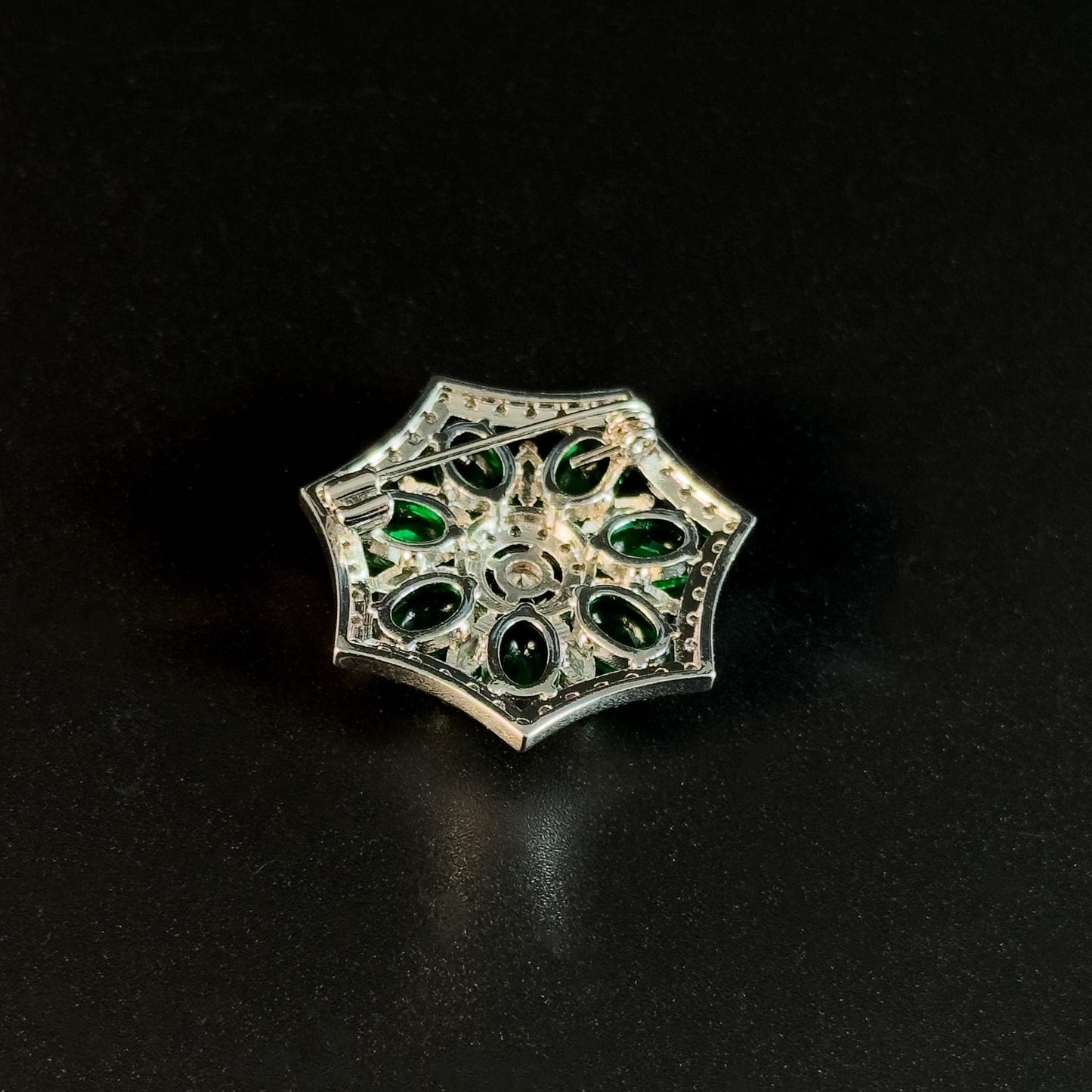 Emerald Snowflake Brooch