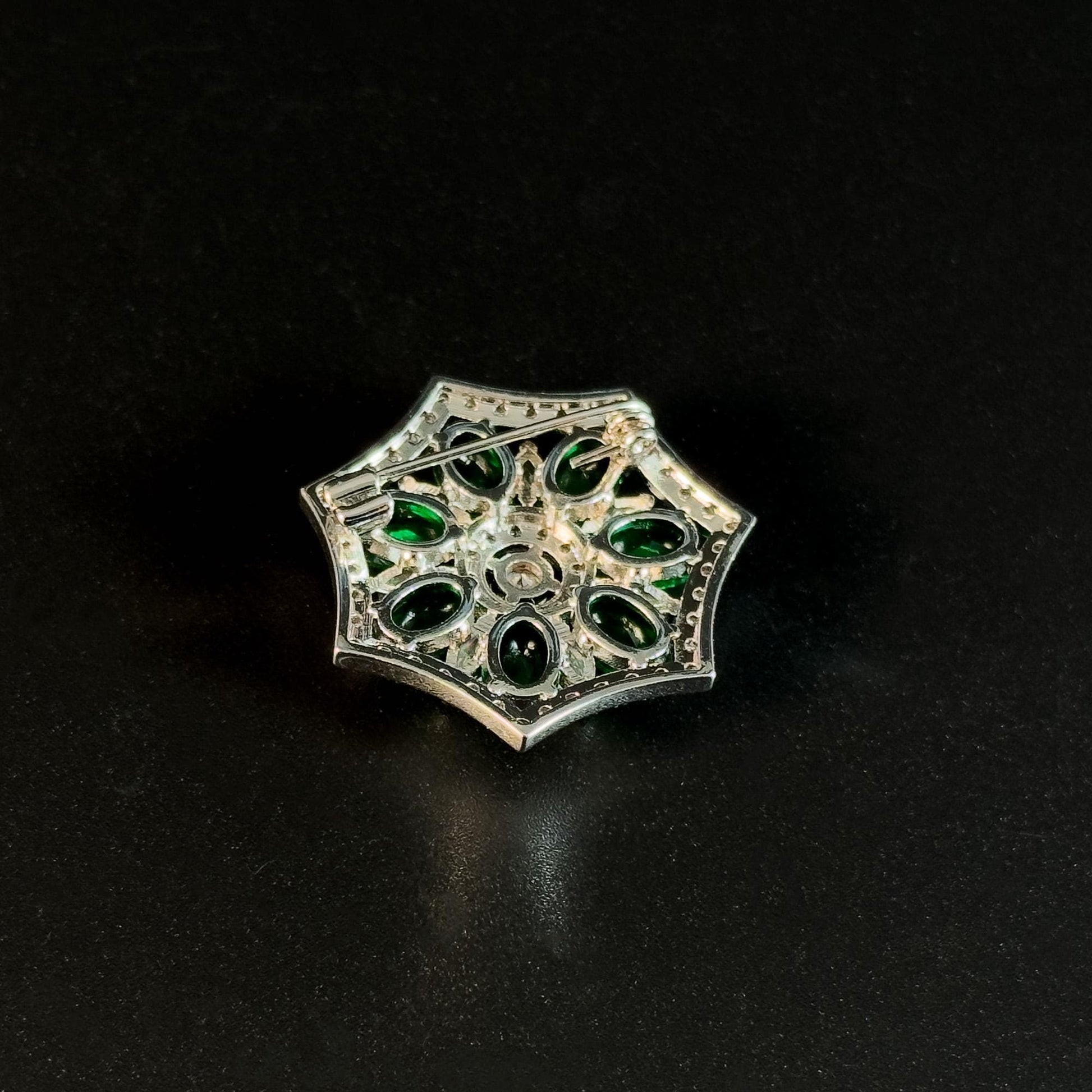 Emerald Snowflake Brooch