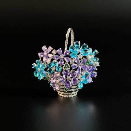 Colorful Flower Basket Brooch