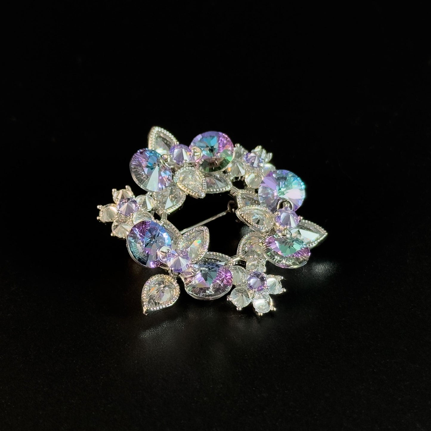 Purple Floral Wreath Brooch