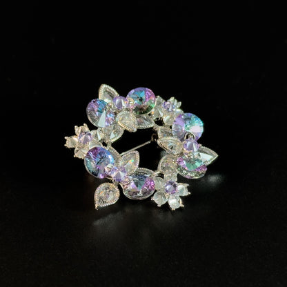 Purple Floral Wreath Brooch