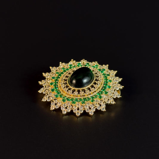 Baroque-Style Emerald Brooch