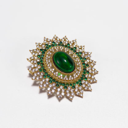 Baroque-Style Emerald Brooch