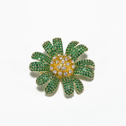 Green Daisy Brooch