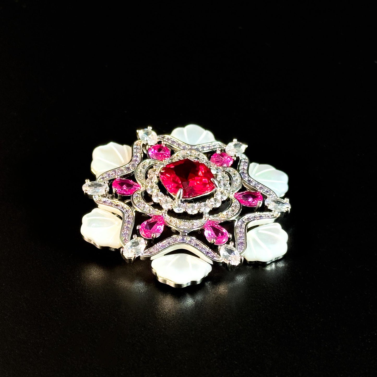 Pink Snowflake Brooch