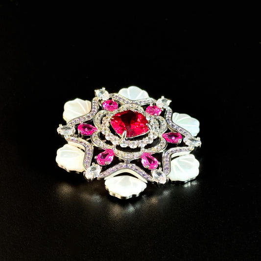 Pink Snowflake Brooch