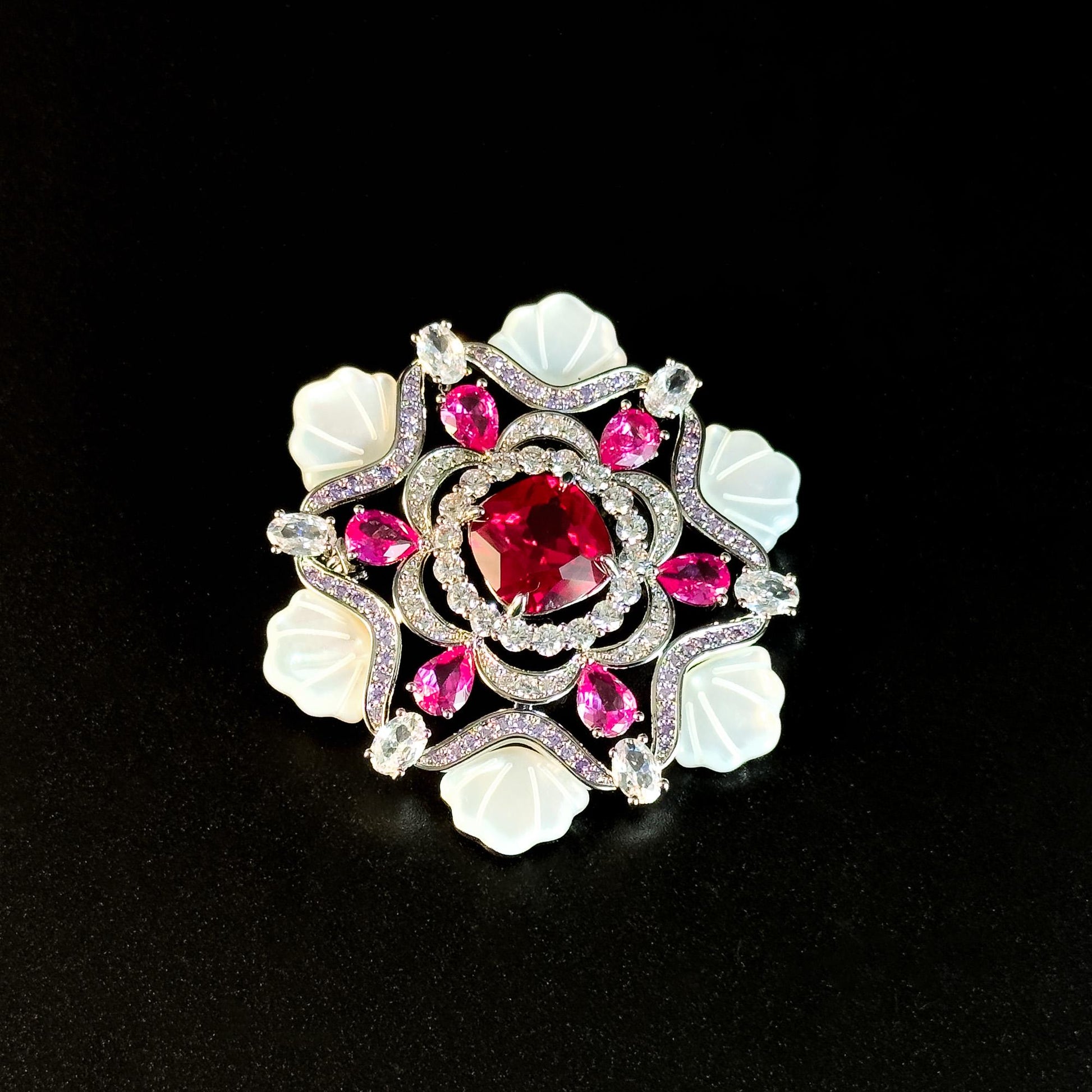 Pink Snowflake Brooch