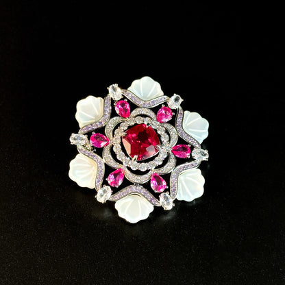 Pink Snowflake Brooch