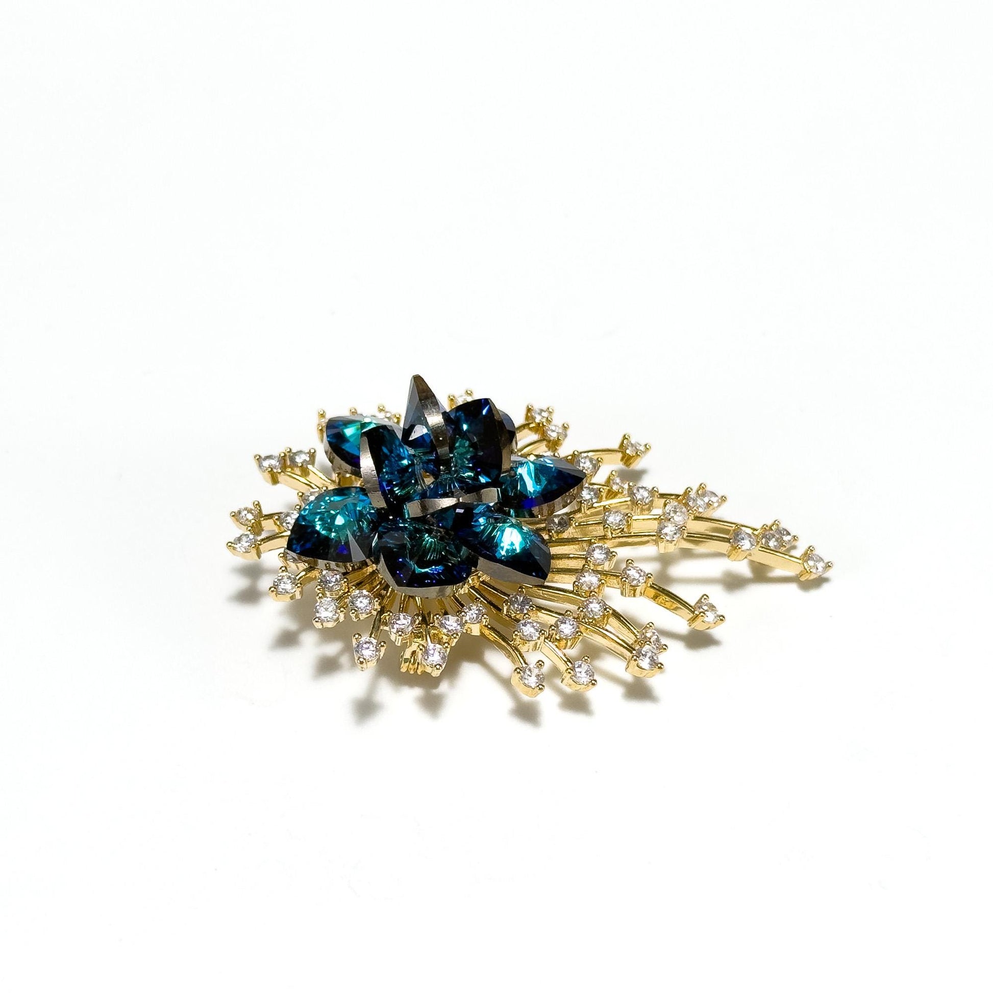 Blue Crystal Firework Brooch