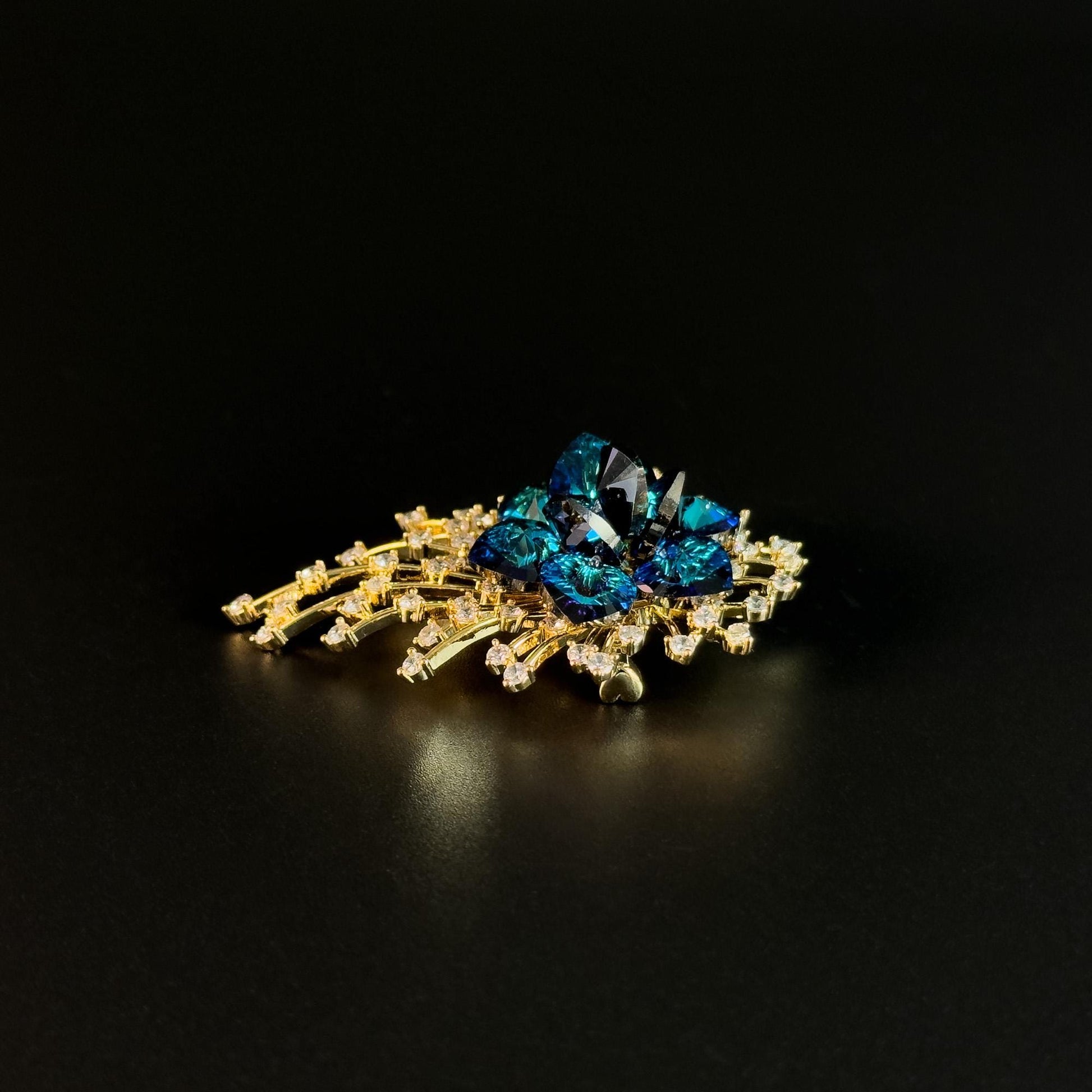 Blue Crystal Firework Brooch