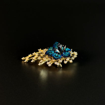 Blue Crystal Firework Brooch