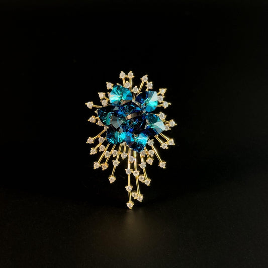 Blue Crystal Firework Brooch