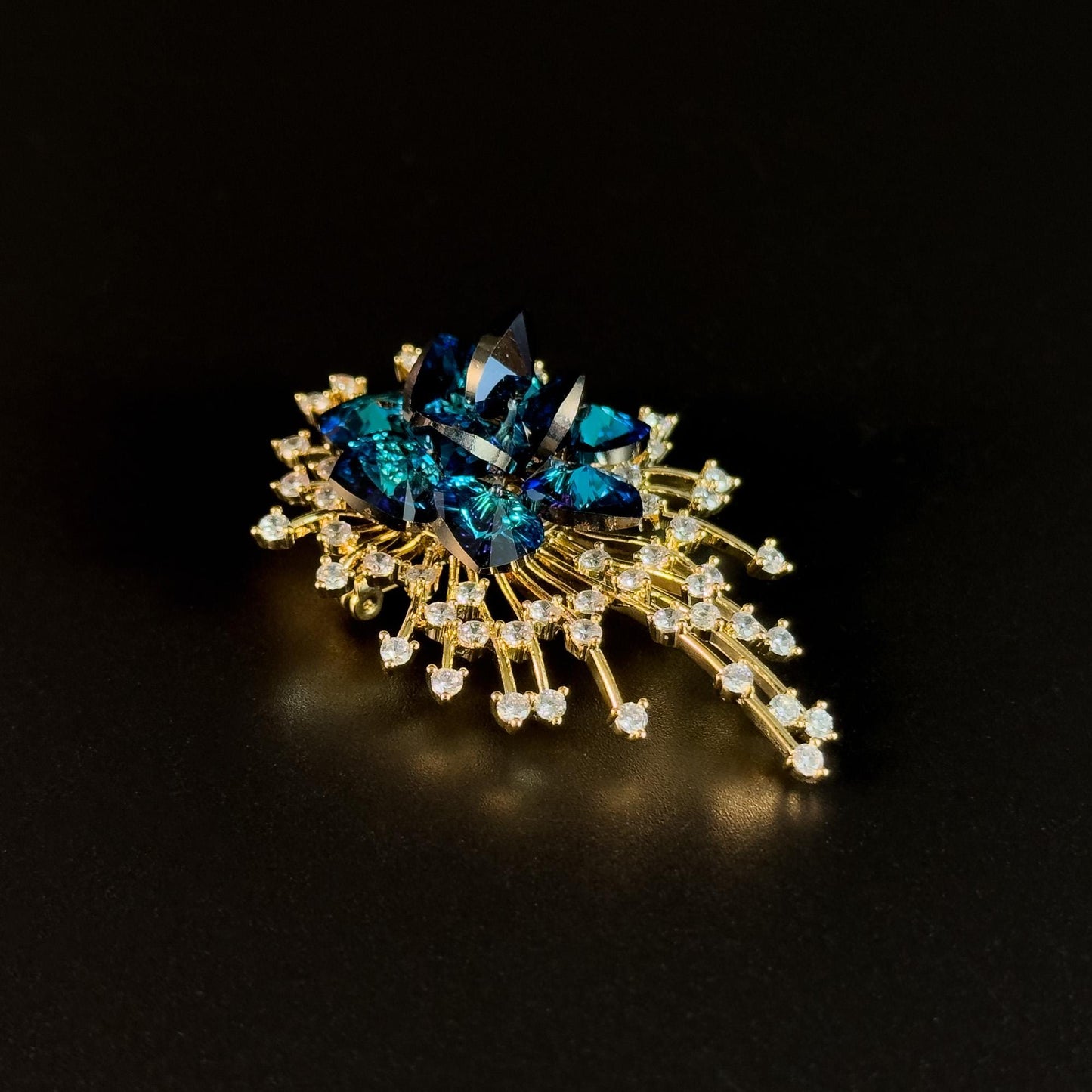 Blue Crystal Firework Brooch