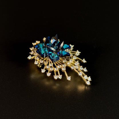 Blue Crystal Firework Brooch