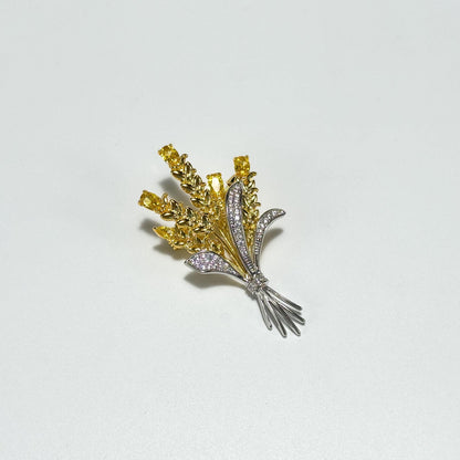 Golden Wheat Bouquet Brooch
