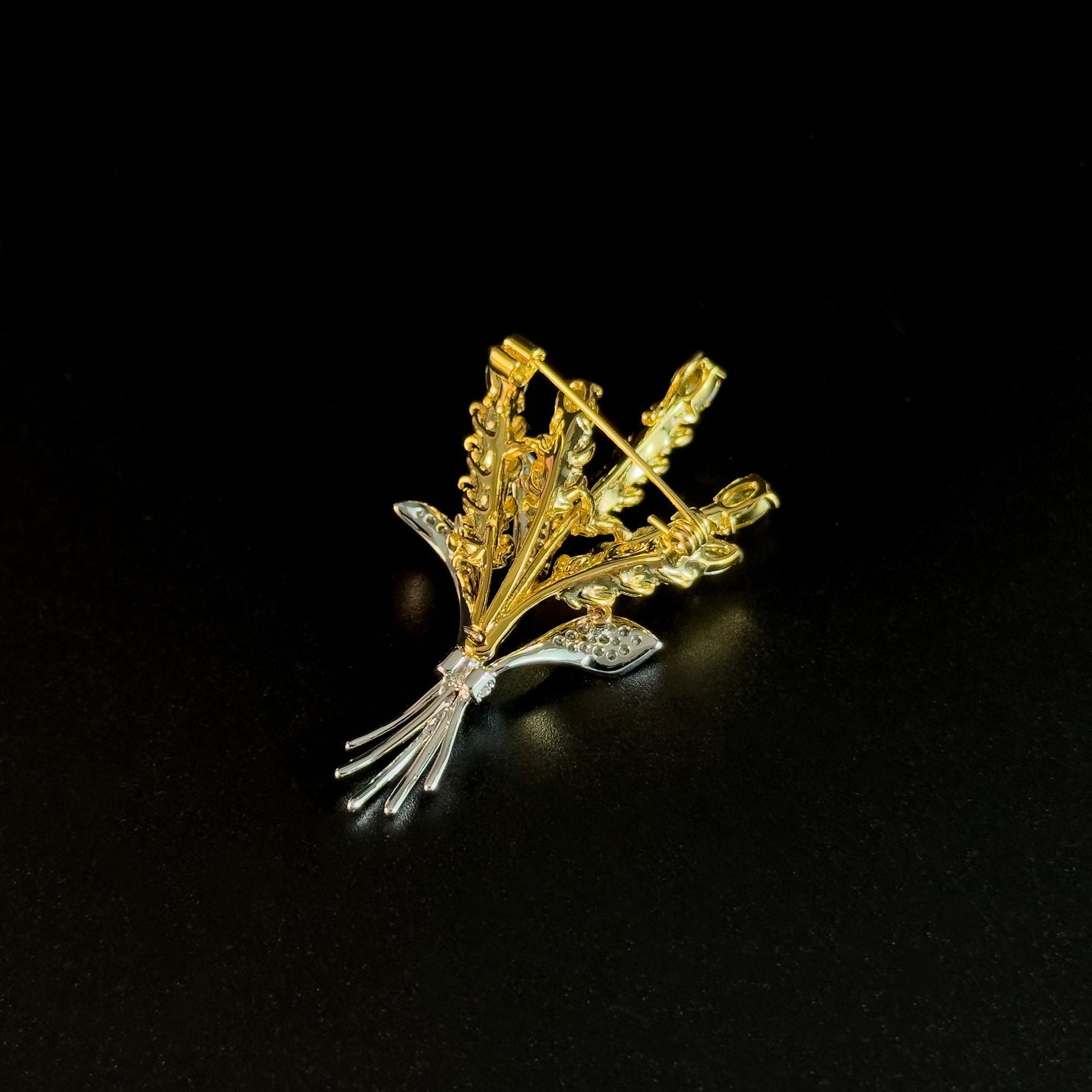Golden Wheat Bouquet Brooch